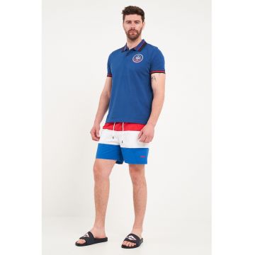 Pantaloni scurti de baie cu talie medie - Rosu/Alb/Albastru