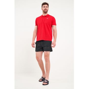 Pantaloni scurti de baie uni cu talie medie - Negru