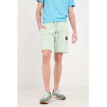 Pantaloni scurti din amestec de bumbac cu snururi de ajustare - Verde fistic