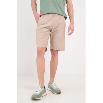 Pantaloni scurti din bumbac cu buzunare laterale - Bej deschis