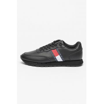 Pantofi sport de piele cu logo - Negru