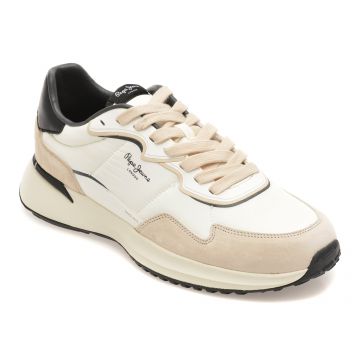Pantofi sport PEPE JEANS albi, MS60022, din material textil