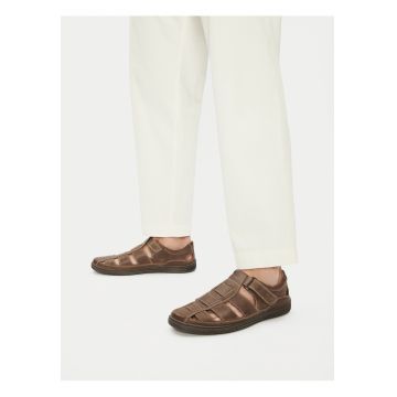 Sandale barbati -  piele naturala - maro - inchidere velcro