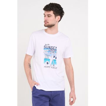 Tricou de bumbac cu imprimeu - Alb