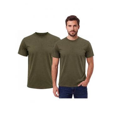 Tricou din bumbac cu decolteu la baza gatului