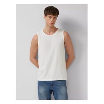 Tricou fara maneca barbati - din jerseu de bumbac - Regular fit - Alb -