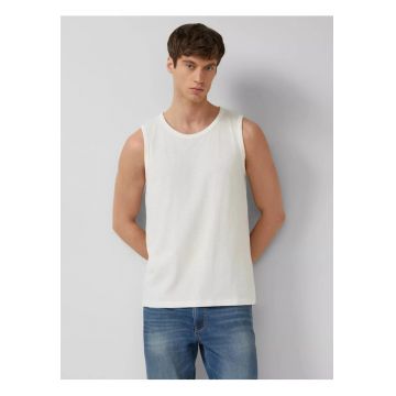 Tricou fara maneca barbati - din jerseu de bumbac - Regular fit - Alb -