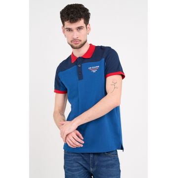 Tricou polo cu model colorblock - Rosu/Albastru
