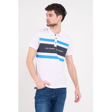 Tricou polo de bumbac cu imprimeu logo - Alb
