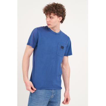 Tricou regular fit cu buzunar aplicat - Albastru inchis