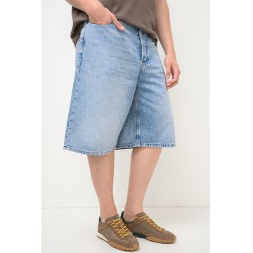 Bermude baggy din denim Theo - Albastru melange