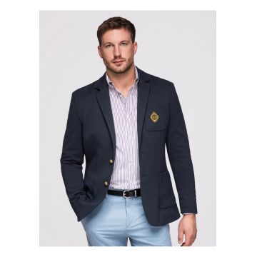Blazer slim fit cu detalii elegante si material de calitate - Bleumarin