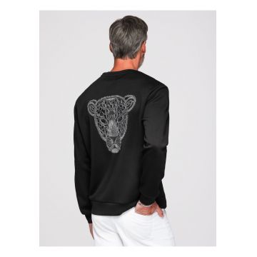 Bluza cu aplicatie decorativa si material elastic - Negru