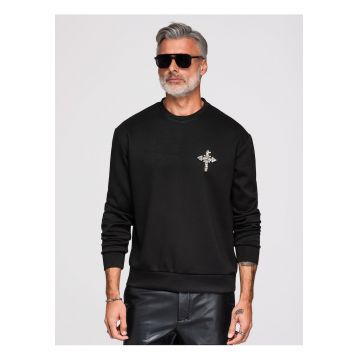 Bluza cu detalii decorative si material elastic - Negru