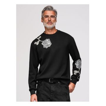 Bluza cu detalii florale - Negru