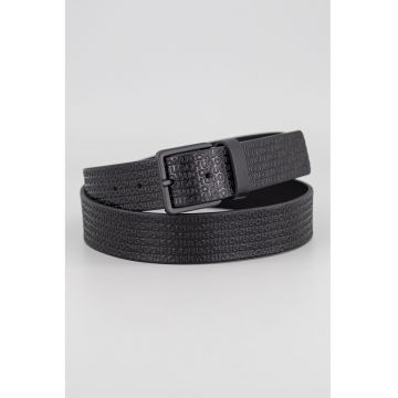 Curea din piele cu model logo - Negru