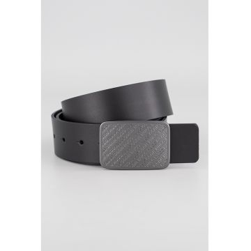 Curea din piele cu model uni - Negru