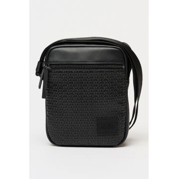 Geanta crossbody din piele ecologica cu model logo Ethon 2.0 - Negru