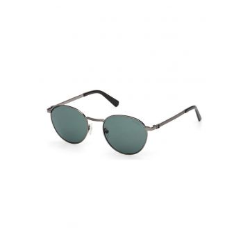 Ochelari de soare bărbați  rotunzi - metal gri - lentile verzi - 51x20x145mm