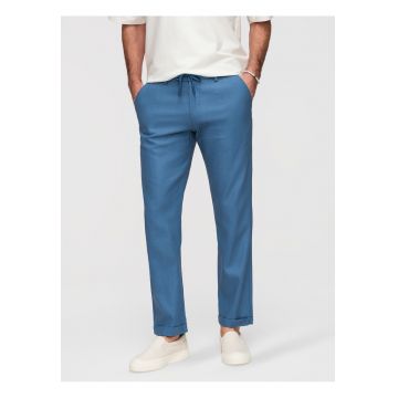 Pantaloni casual cu elasticitate si buzunare chino - Albastru denim