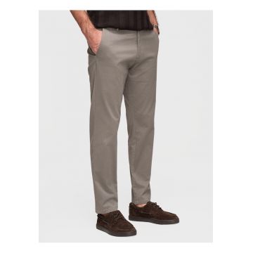 Pantaloni chino din bumbac elastic cu croiala regular fit - Gri