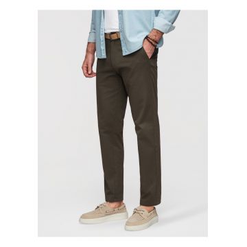 Pantaloni chino din bumbac elastic cu croiala regular fit - Verde inchis