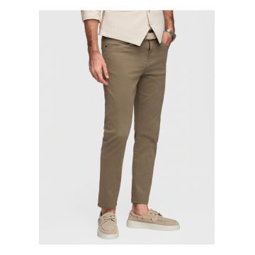 Pantaloni chino slim din bumbac cu detalii elegante - Kaki