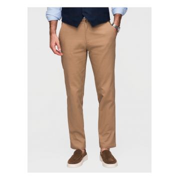 Pantaloni chino slim fit din bumbac cu detalii elegante - Maro deschis