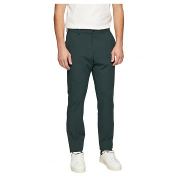 Pantaloni costum barbati - cu talie medie si croiala Slim fit - Verde inchis -
