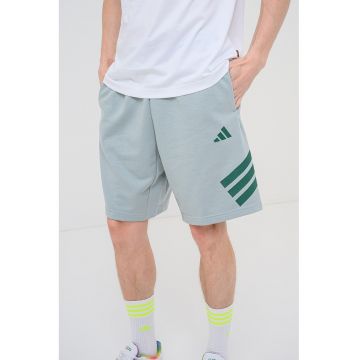 Pantaloni scurti cu imprimeu logo si snur de ajustare in talie - Verde pastel