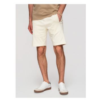 Pantaloni scurti din bumbac cu croiala lejera - Crem