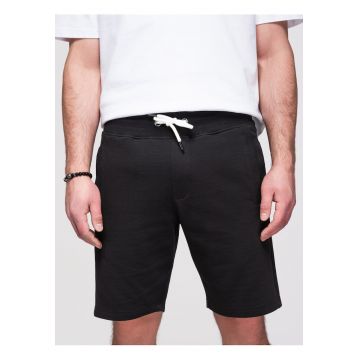 Pantaloni scurti din bumbac cu croiala lejera - Negru