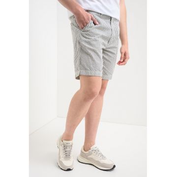 Pantaloni scurti texturati cu model in dungi Dover - Gri deschis/Alb murdar