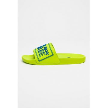 Papuci cu logo in relief - Verde lime/Albastru deschis