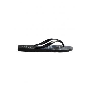 Papuci flip-flop cu model camuflaj Top - Alb/Negru stins