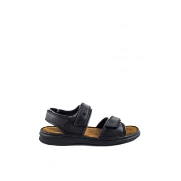 Sandale barbati -  piele naturala - fixare Velcro - negru