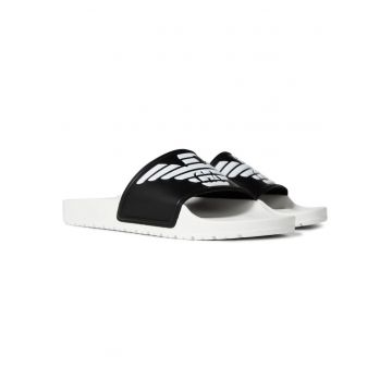 Slapi unisex -  Sintetic - Alb/Negru -
