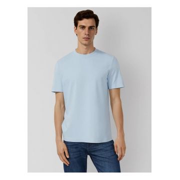 Tricou barbati la baza gatului - din bumbac - Regular fit - Albastru deschis -