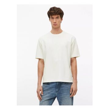 Tricou barbati la baza gatului - din jerseu gros de bumbac - Modern fit - Crem