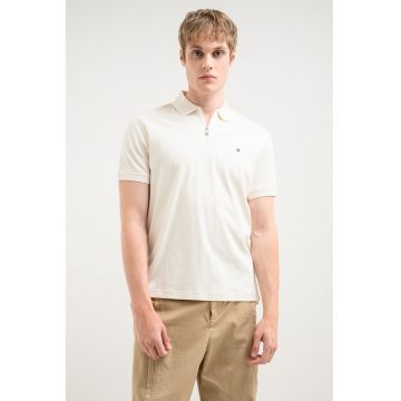 Tricou cu guler polo Interlock - Crem