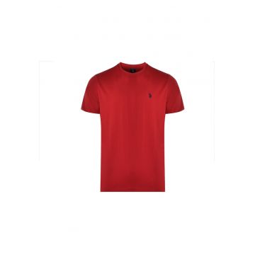 Tricou din bumac cu decolteu la baza gatului