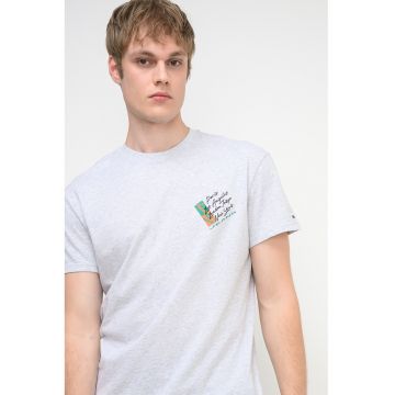 Tricou din bumbac cu design grafic - Verde/Negru/Gri melange