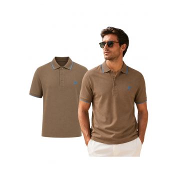 Tricou din bumbac cu detalii contrastante