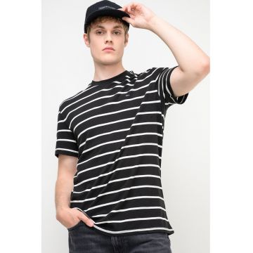 Tricou din bumbac cu dungi - Alb/Negru