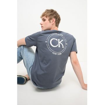 Tricou din bumbac cu imprimeu logo - Alb/Gri carbune
