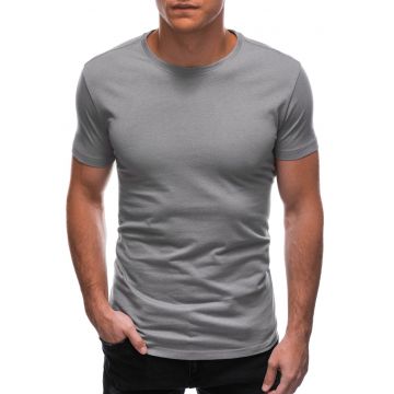 Tricou din bumbac cu model uni - Gri cenusiu deschis