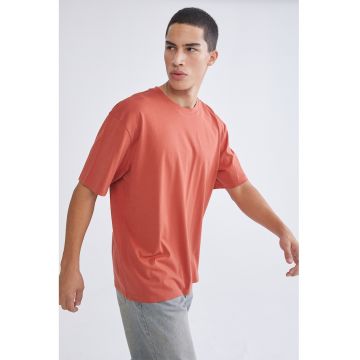 Tricou lejer cu model uni - Coral