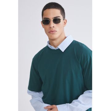 Tricou lejer cu model uni - Verde englez
