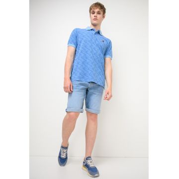 Tricou polo cu model logo - Albastru