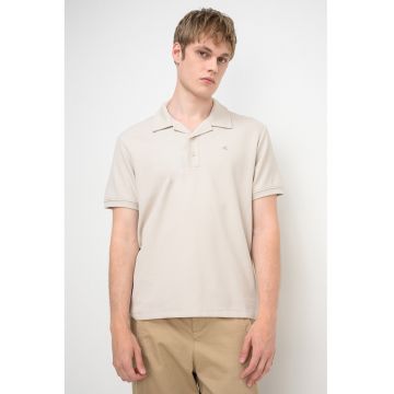Tricou polo cu model uni - Alb fildes